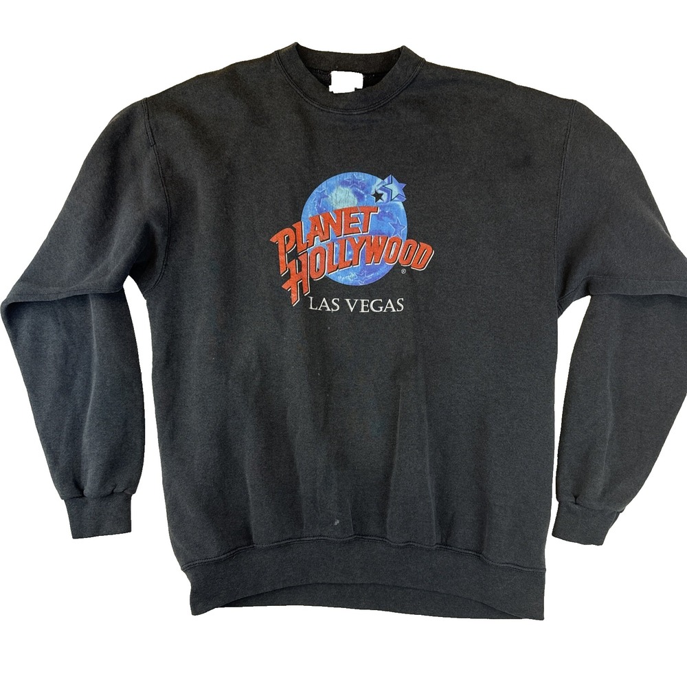 VTG Planet Hollywood Las Vegas Sweatshirt Large Black Crewneck USA Tourist 90s